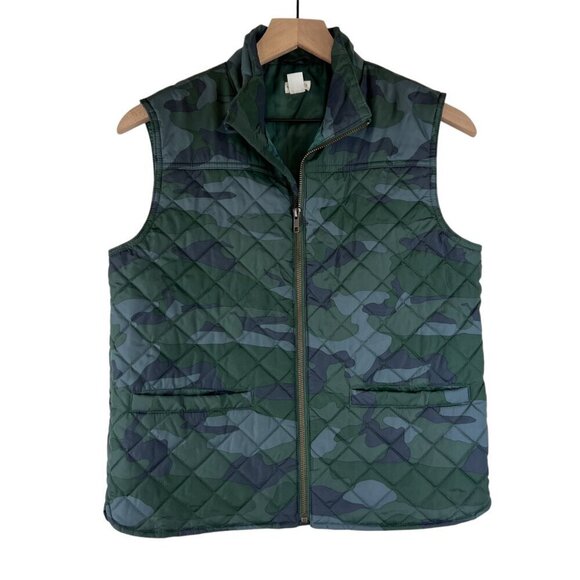 Crewcuts Boys Green Camo Printed Full Zip Up Quilted Walker Vest - Picture 1 of 5